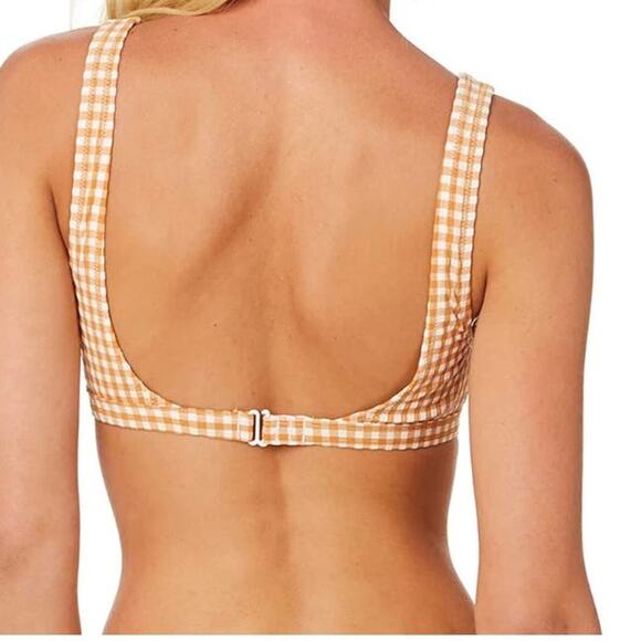 Free People Rhythm Women's Orange Gingham Lolita Retro Bikini Top Size Large - Picture 2 of 6